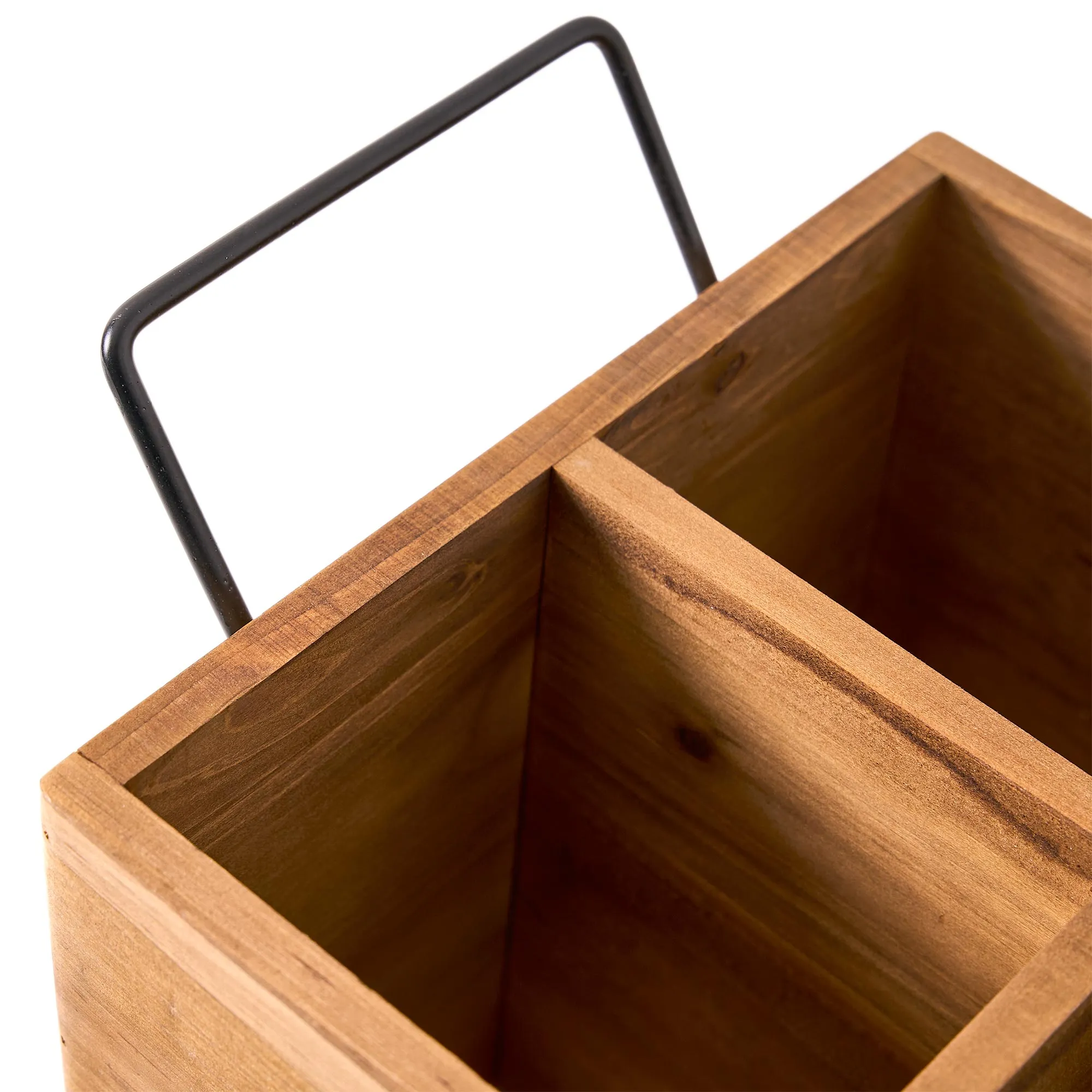 The Bourbon Bar Wood Crate Bottle Holder with Metal Handles - 7" H x 14" L x 8" D