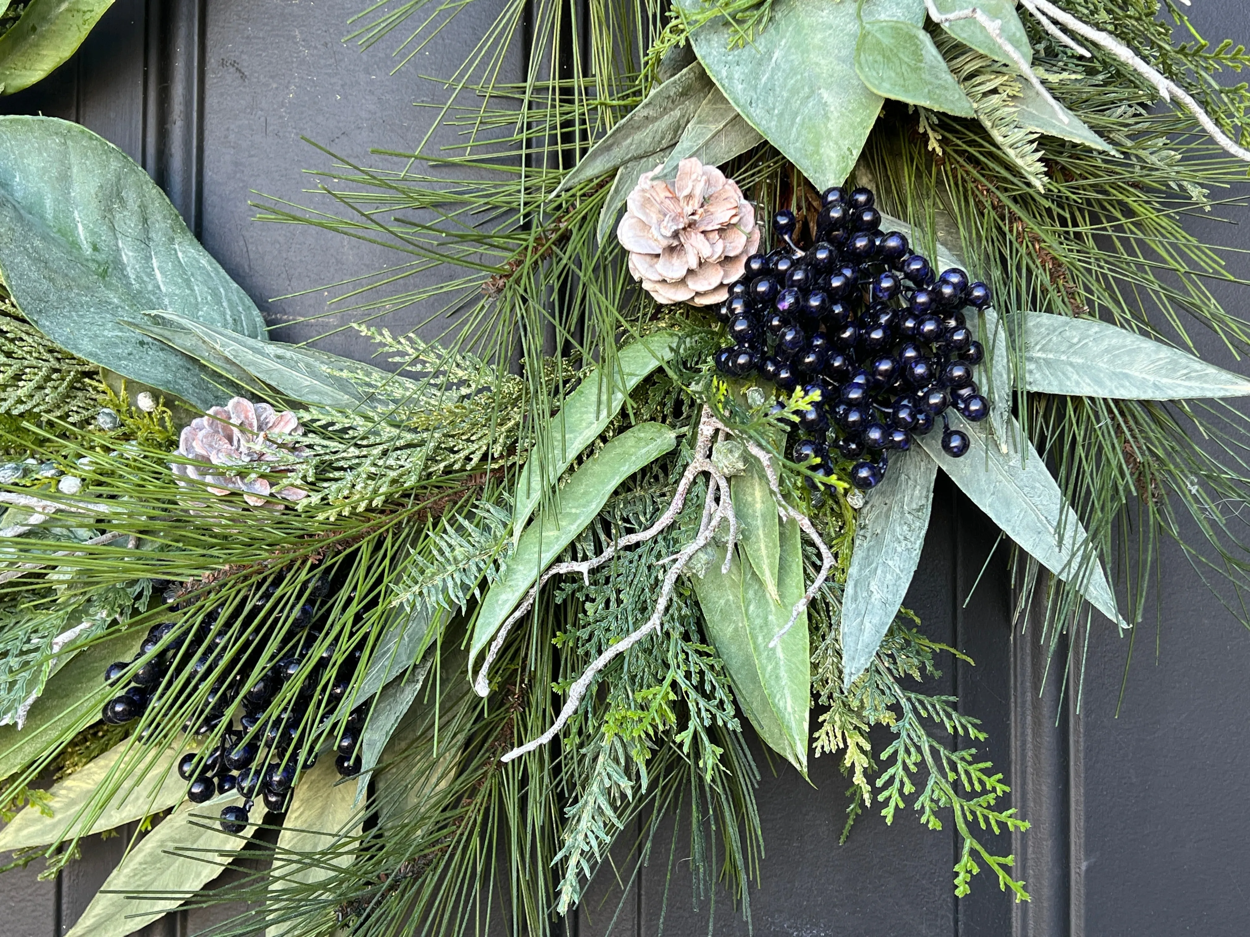 Winter Woodland Wreath with Navy Berries