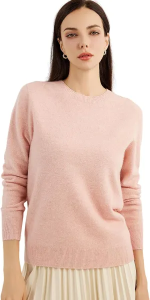 Women's 100% Pure Cashmere Sweater 2025 Fall Winter Crew Neck Long Sleeve Warm Soft Knitted Pullover
