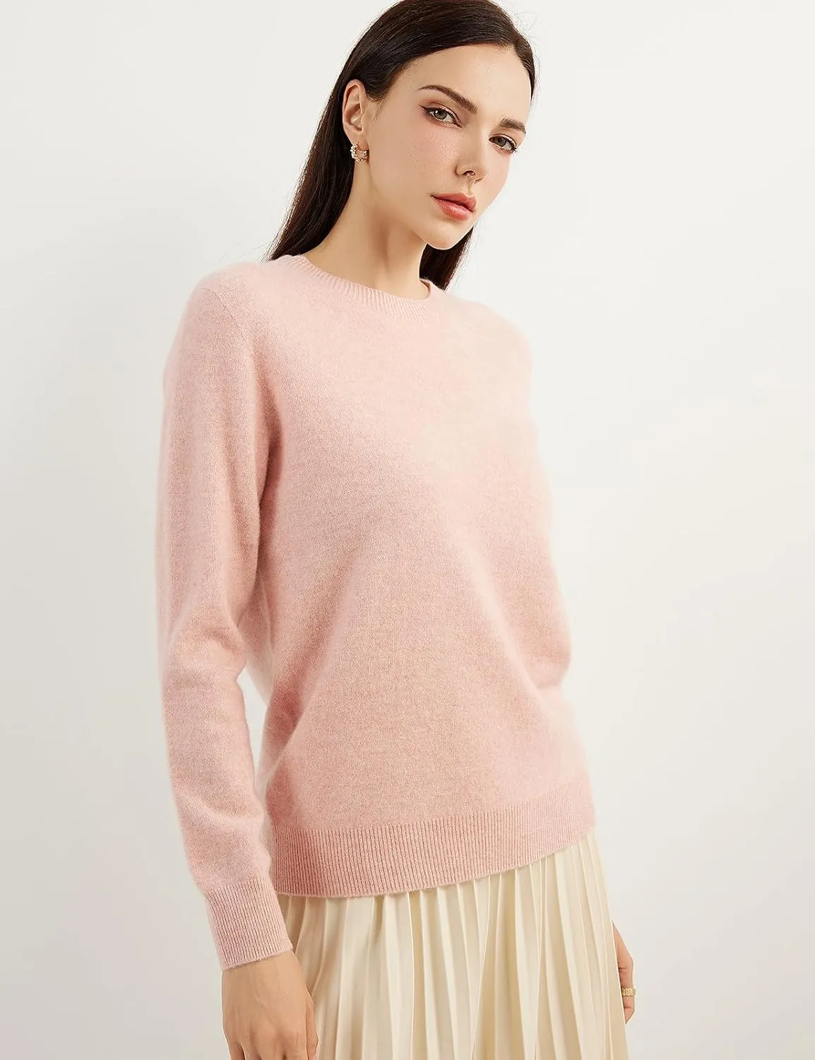 Women's 100% Pure Cashmere Sweater 2025 Fall Winter Crew Neck Long Sleeve Warm Soft Knitted Pullover