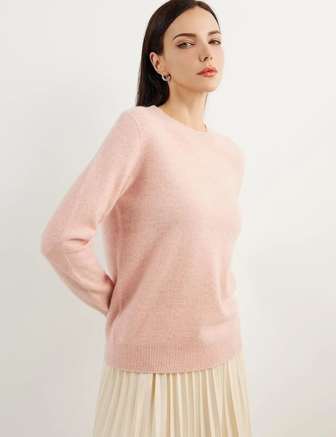 Women's 100% Pure Cashmere Sweater 2025 Fall Winter Crew Neck Long Sleeve Warm Soft Knitted Pullover