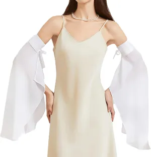 Womens Long Tulle Opera Gloves Victorian Chiffon Sleeves Arm Cover Glove Long Pageant Gloves for Wedding Costume